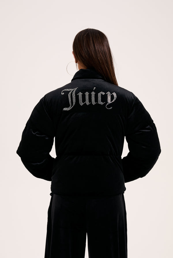 BLACK JUICY VELOUR PUFFA JACKET