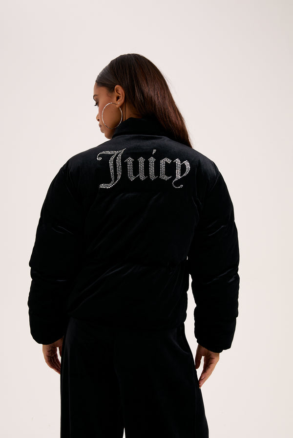 BLACK JUICY VELOUR PUFFA JACKET