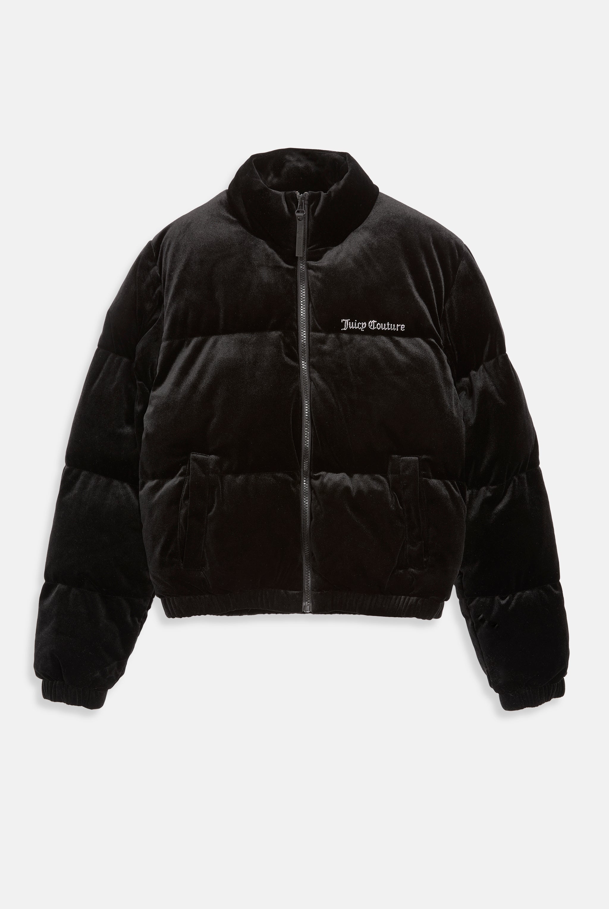 BLACK VELOUR DIAMANTE PUFFER JACKET Juicy Couture UK