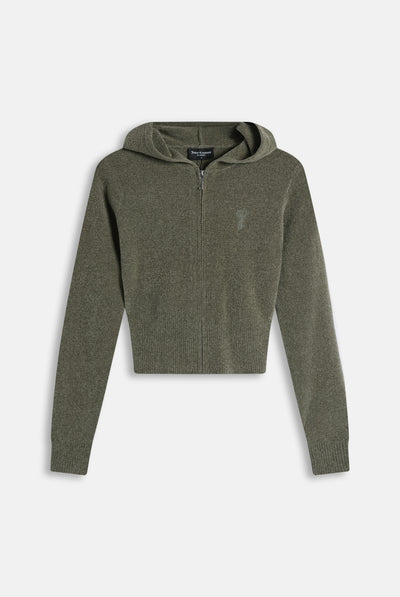 Oil Green Luxe Knit Hoodie