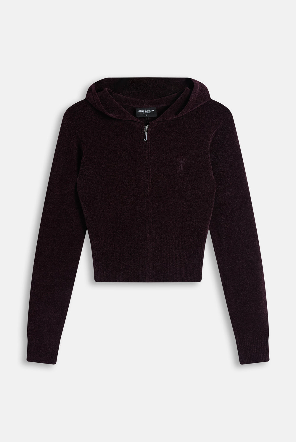 Displays the Winetasting 'Juicy' branding Luxe Knit Hoodie