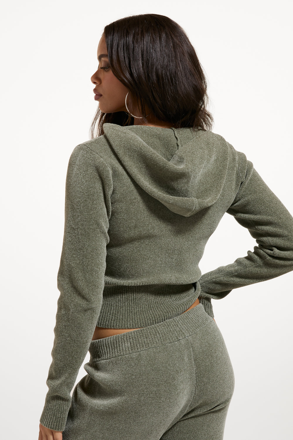 Oil Green Luxe Knit Hoodie