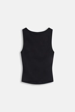 Displays the Black 'Juicy' branded Script Boatneck Top