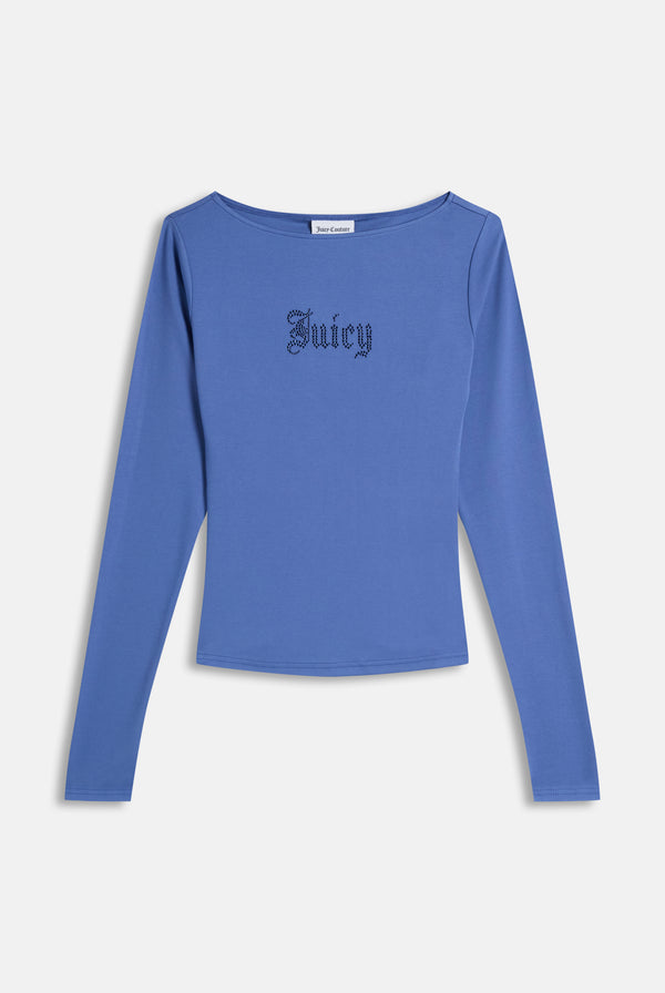 Displays the Greyblue 'Juicy' branded Boat Neck Long Sleeve T-Shirt