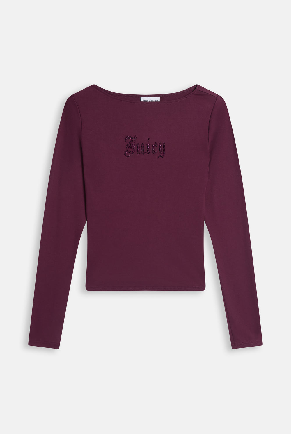 Displays the Winetasting 'Juicy' branded Boat Neck Long Sleeve T-Shirt