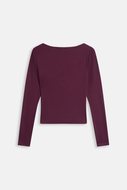 Displays the Winetasting 'Juicy' branded Boat Neck Long Sleeve T-Shirt