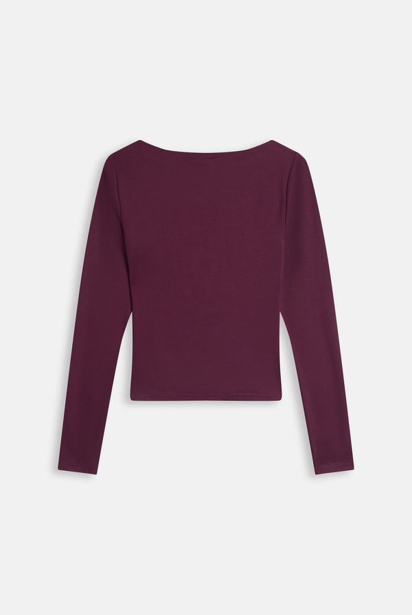 Displays the Winetasting 'Juicy' branded Boat Neck Long Sleeve T-Shirt