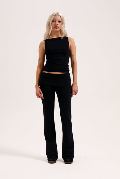 BLACK MODAL ROLL DOWN PANTS