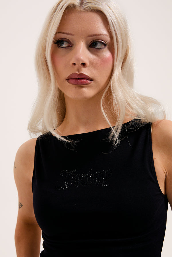 BLACK MODAL DIAMANTE BOATNECK TOP