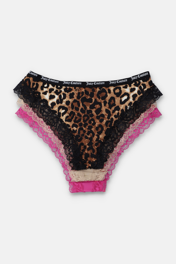 3 MICROFIBER LACE TRIM BRIEFS