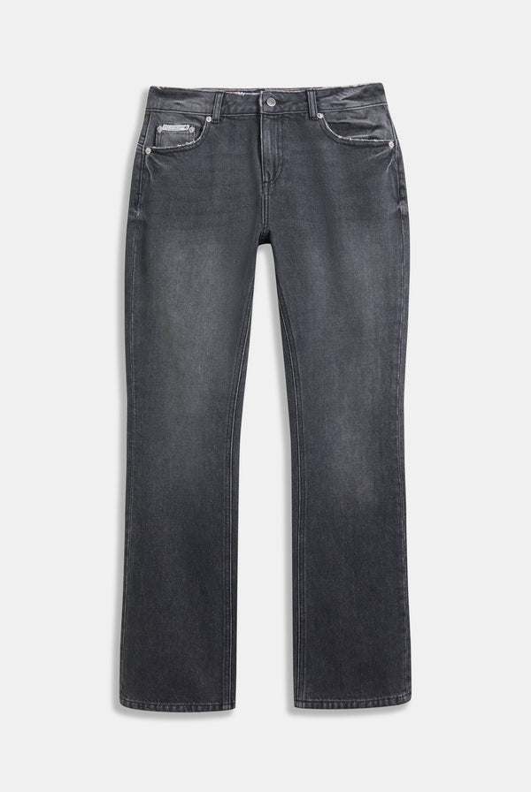 WASHED BLACK DIAMANTE BOOTCUT JEANS