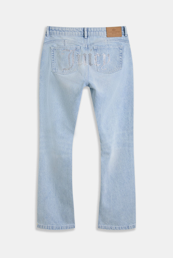 LIGHT WASH DIAMANTE BOOTCUT JEANS