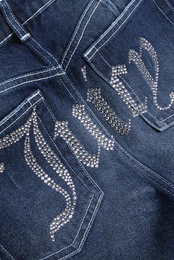 MID WASH BOOTCUT DIAMANTE JEANS