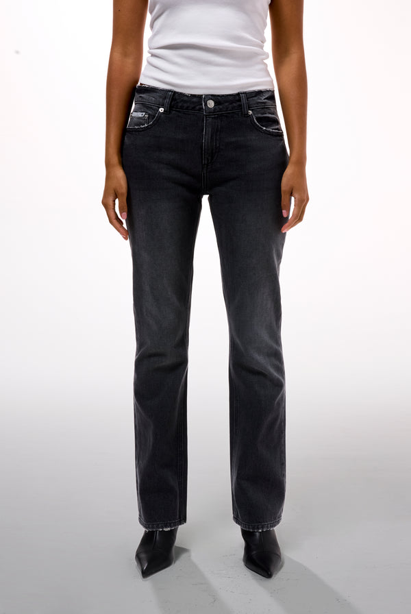 WASHED BLACK DIAMANTE BOOTCUT JEANS