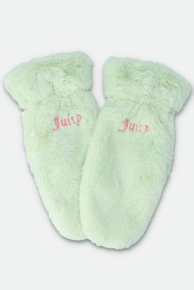 BOK CHOY FAUX FUR MITTENS