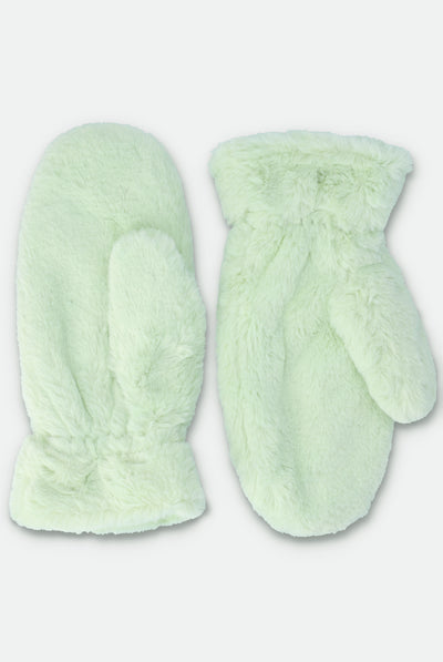 BOK CHOY FAUX FUR MITTENS
