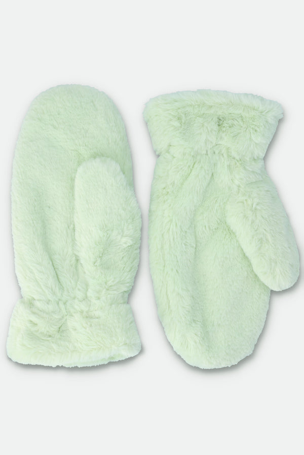 BOK CHOY FAUX FUR MITTENS