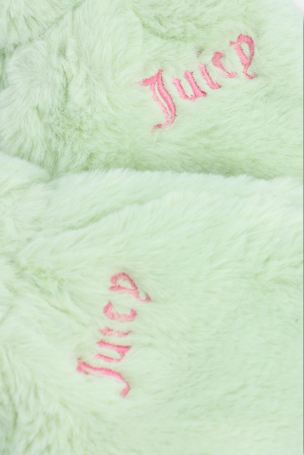 BOK CHOY FAUX FUR MITTENS