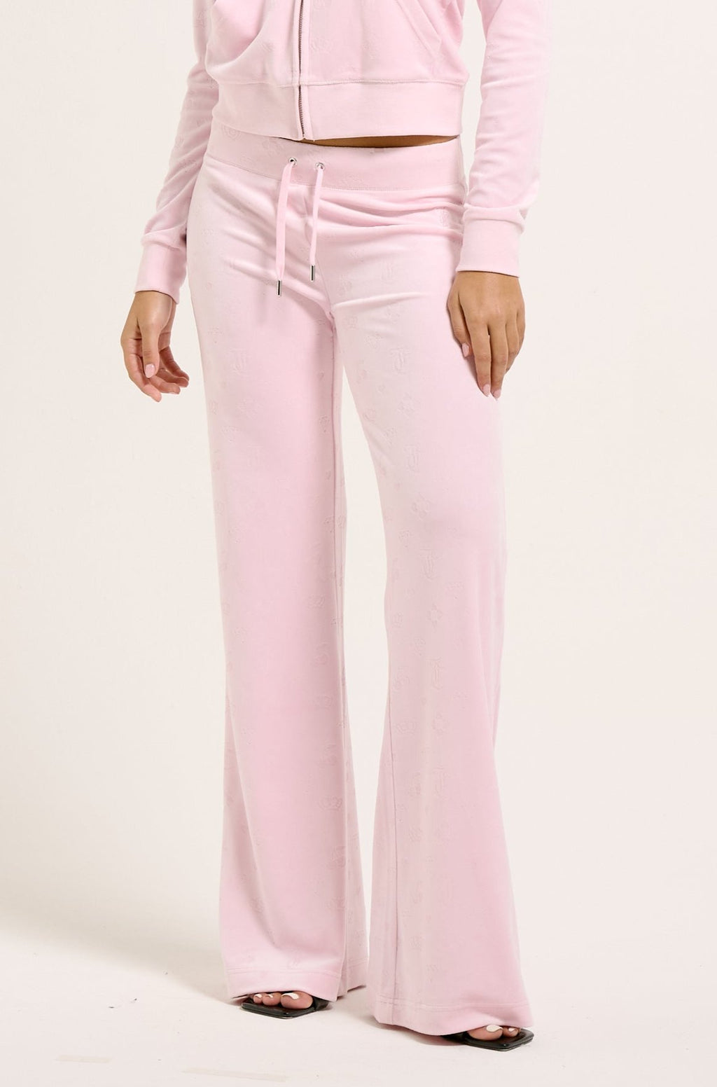 CHERRY BLOSSOM MONOGRAM CLASSIC VELOUR LOW RISE TRACK PANT