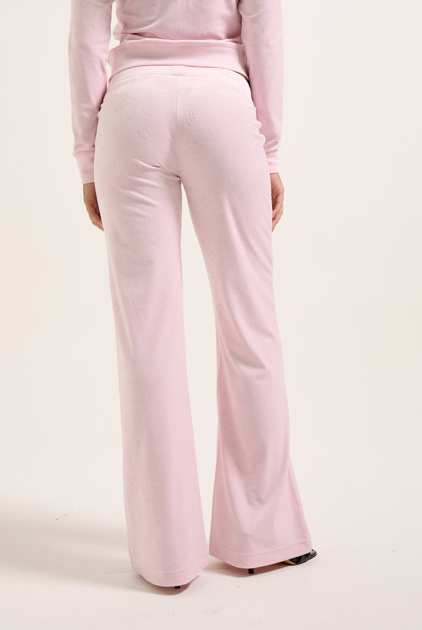 CHERRY BLOSSOM MONOGRAM CLASSIC VELOUR LOW RISE TRACK PANT