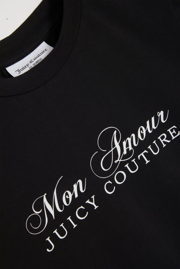 BLACK JERSEY FITTED 'MON AMOUR' TEE