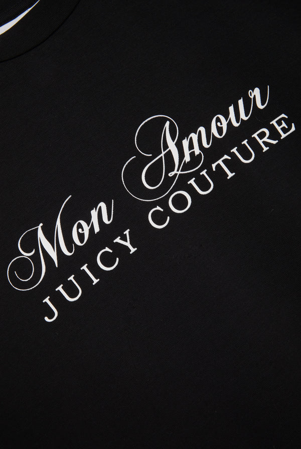 BLACK JERSEY FITTED 'MON AMOUR' TEE