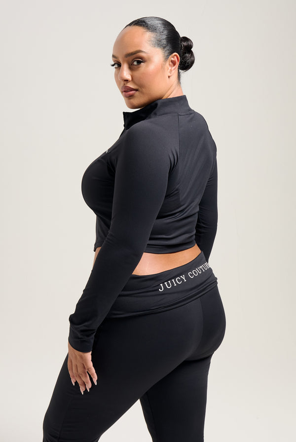 BLACK ROLL DOWN LOW RISE PEACHED TRACK PANT