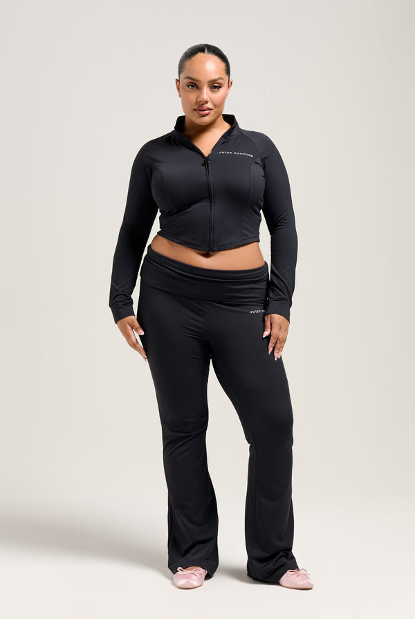BLACK PEACHED INTERLOCK CORSET TRACKTOP