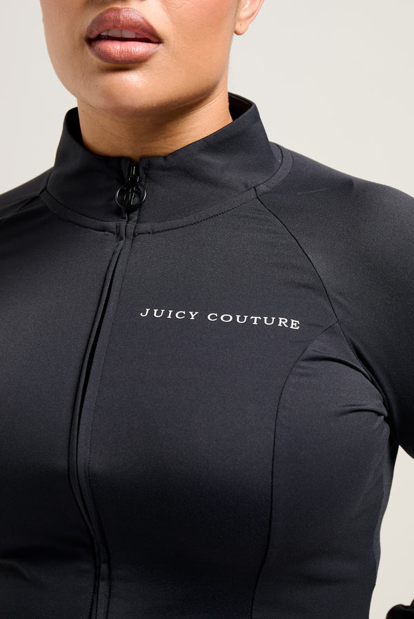 BLACK PEACHED INTERLOCK CORSET TRACKTOP