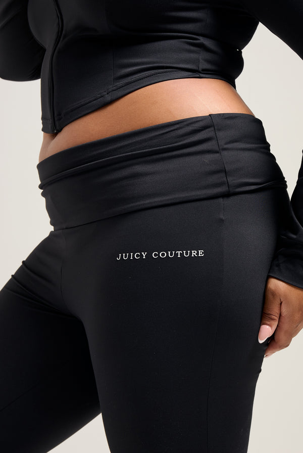BLACK ROLL DOWN LOW RISE PEACHED TRACK PANT