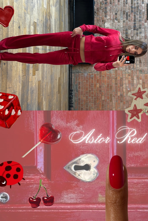 ASTOR RED CLASSIC VELOUR DEL RAY POCKETED BOTTOMS