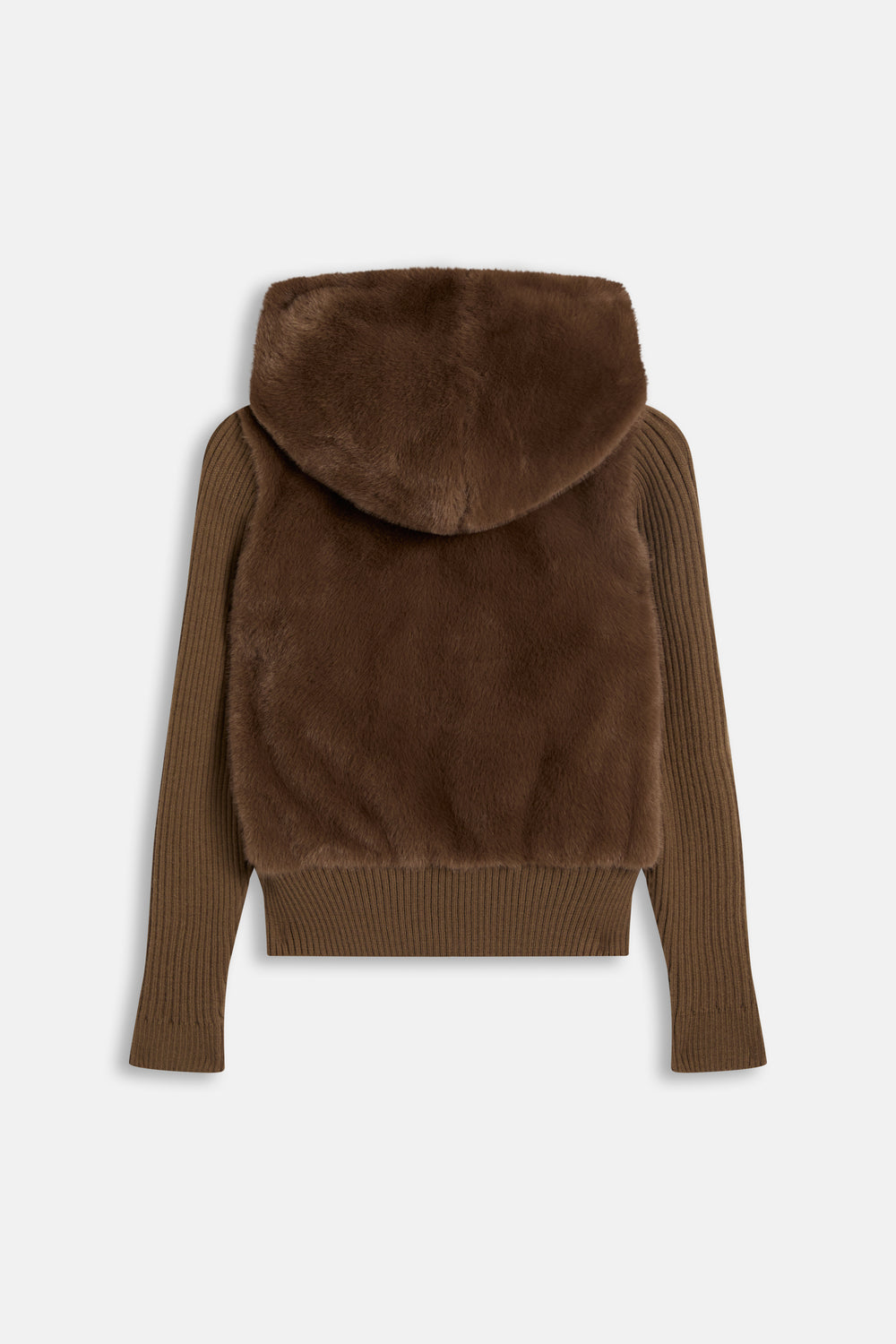Displays the Java 'Juicy' branded Faux Fur Knitted Jacket