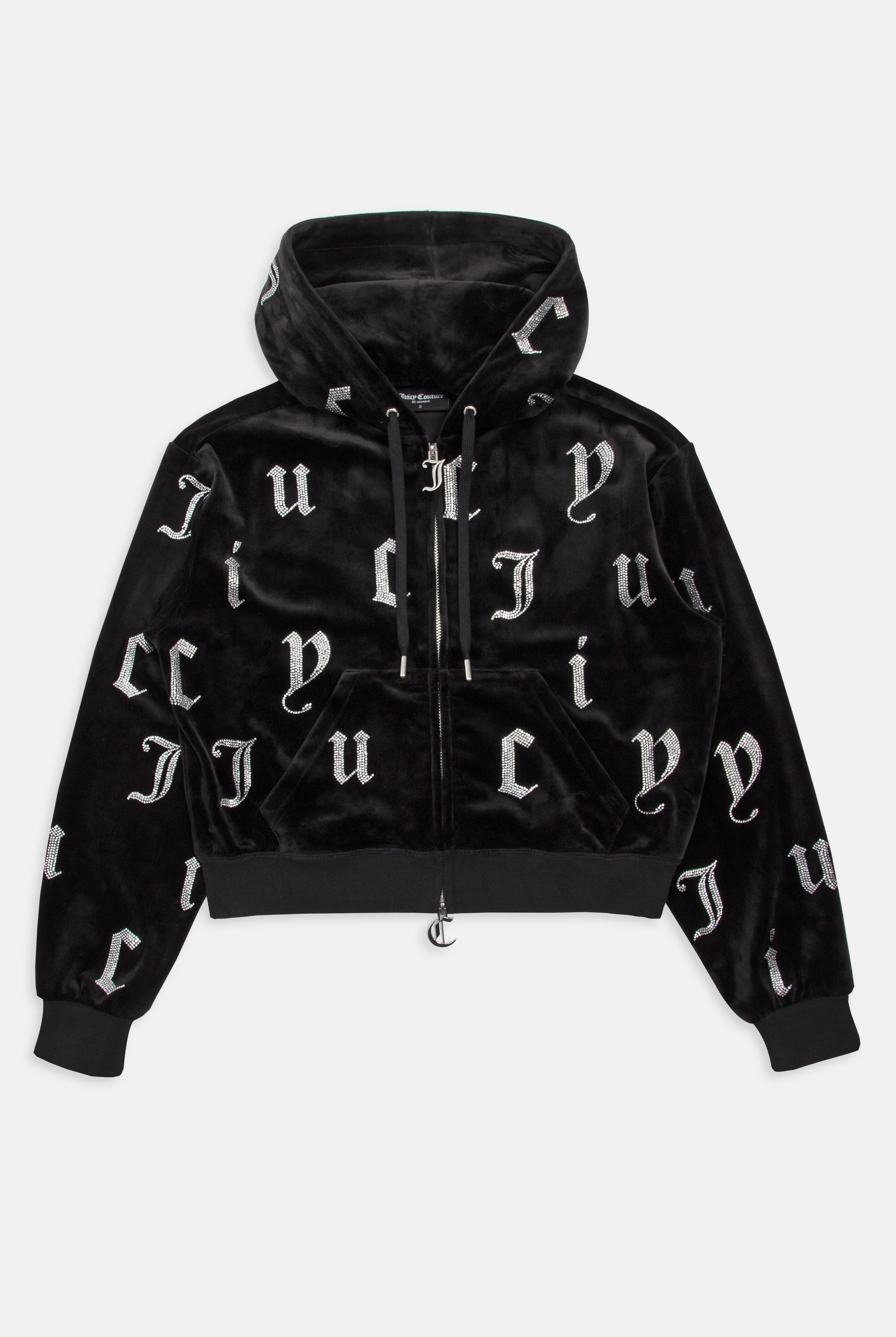 Black velour cropped hoodie online
