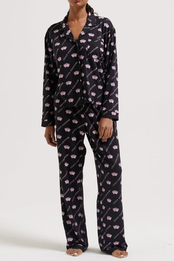 BLACK CROWN PYJAMA SHIRT & TROUSER SET