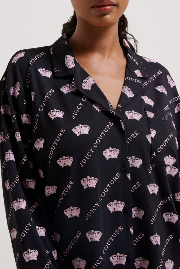 BLACK CROWN PYJAMA SHIRT & TROUSER SET