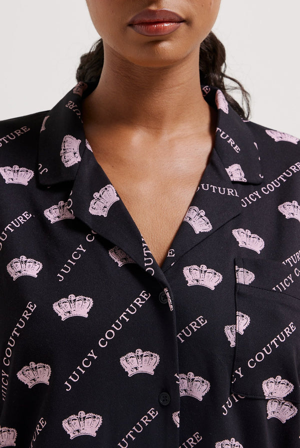 BLACK CROWN PYJAMA SHIRT & TROUSER SET