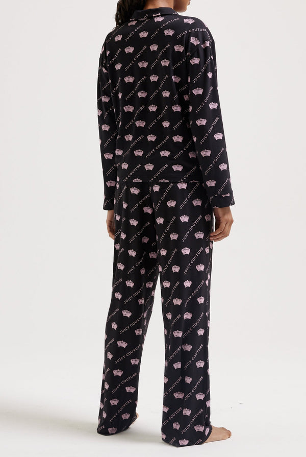 BLACK CROWN PYJAMA SHIRT & TROUSER SET