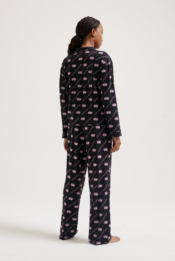 BLACK CROWN PRINT PYJAMA BOTTOMS