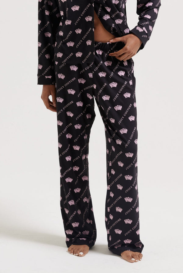 BLACK CROWN PRINT PYJAMA BOTTOMS