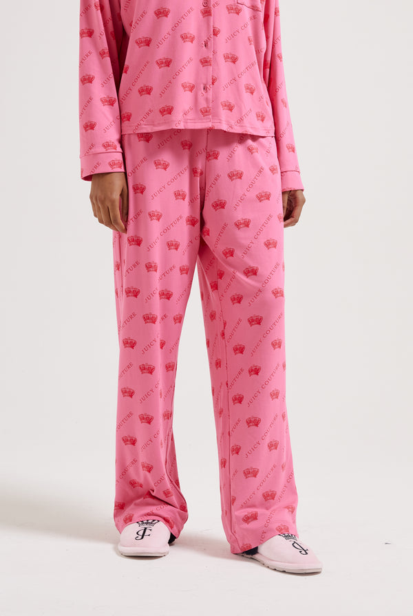 PINK CROWN PRINT PYJAMA BOTTOMS