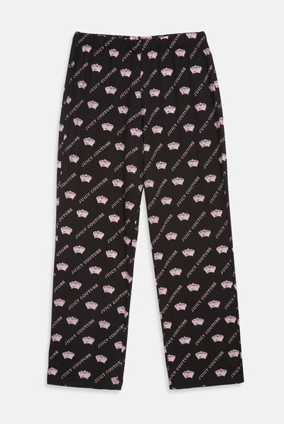 BLACK CROWN PRINT PYJAMA BOTTOMS