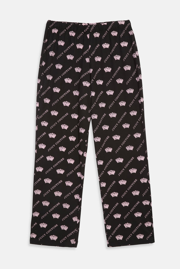 BLACK CROWN PRINT PYJAMA BOTTOMS