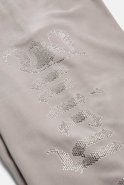 Displays the String 'Juicy' branded Old Gothic Diamante Og Straight Leg Trackpant featuring the juicy branding 
