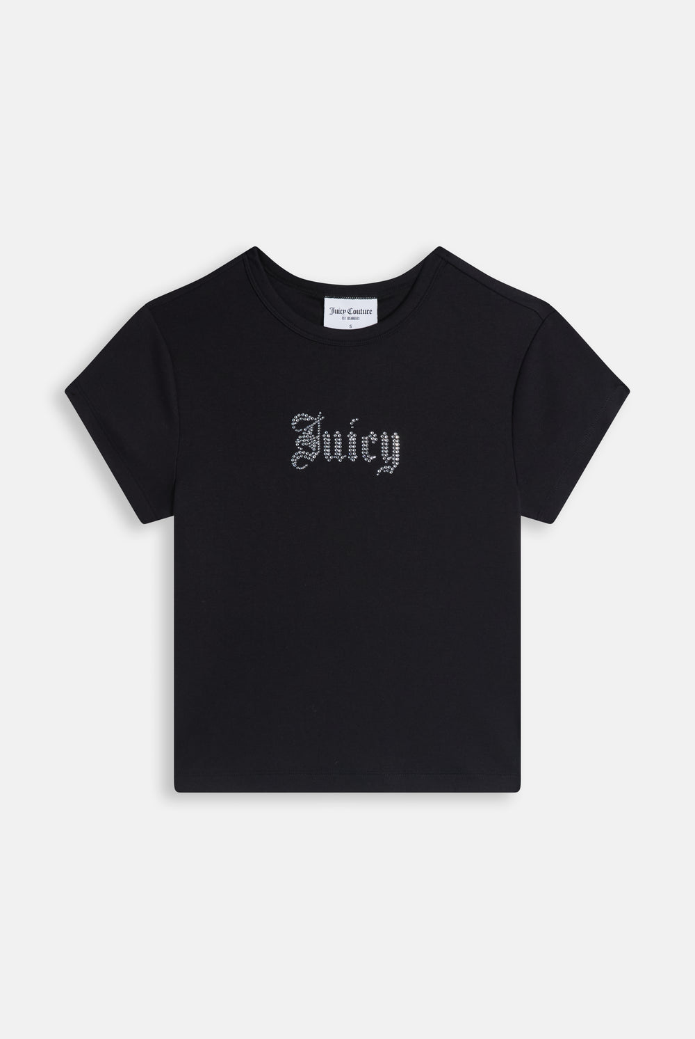 Displays the Black 'Juicy' branded  Old Gothic Baby T-Shirt