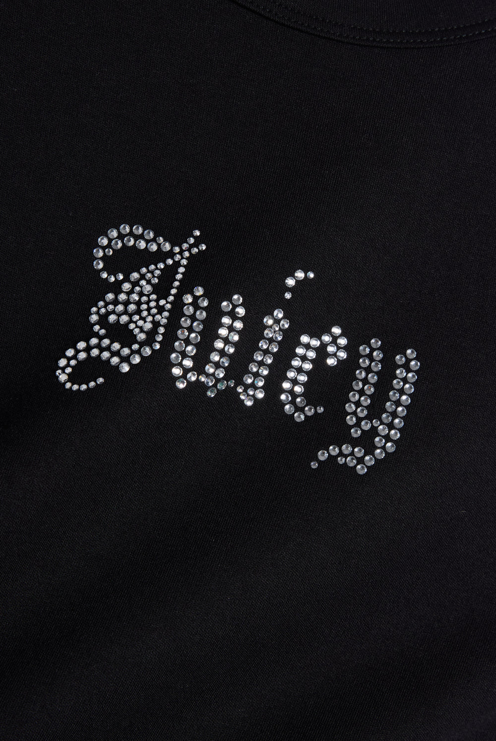 Displays the Black 'Juicy' branded  Old Gothic Baby T-Shirt featuring the juicy branding 