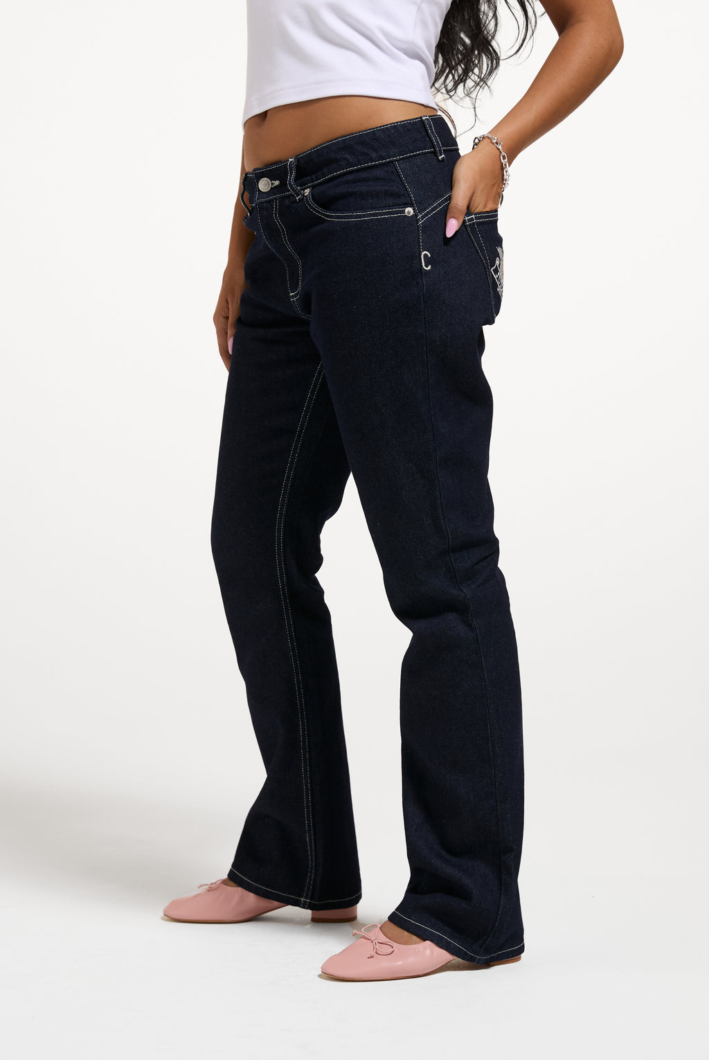 Indigo Denim Dog Crest Bootcut Jeans