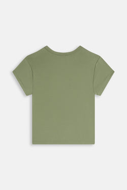 Displays the Oil Green 'Juicy' branded Old Gothic Baby T-Shirt