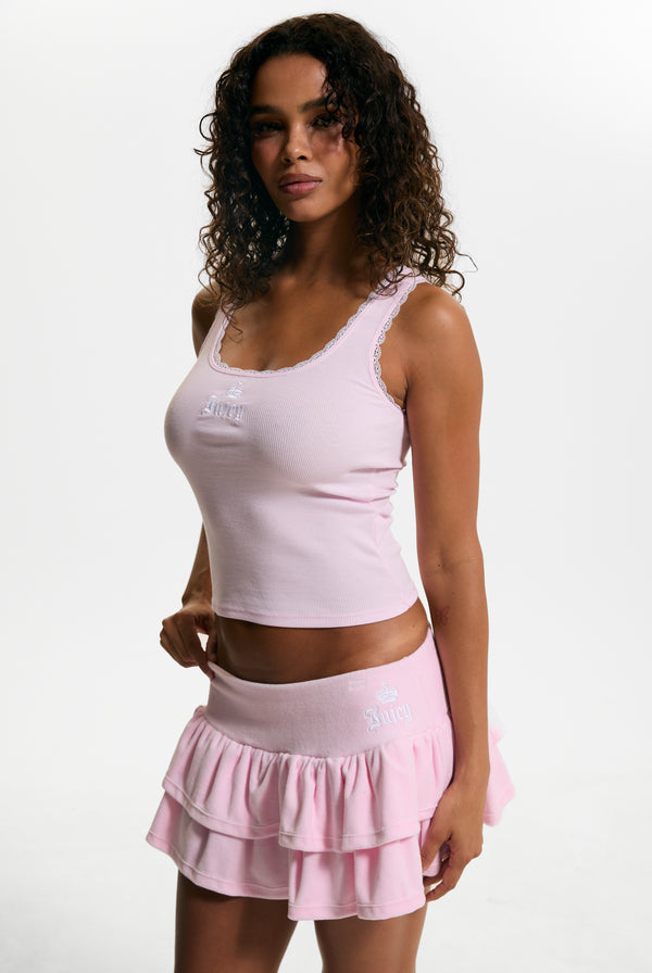 Cherry Blossom Lace Trim Vest