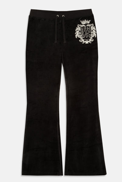 BLACK 'ONCE UPON A TIME' ULTRA LOW RISE BAMBOO VELOUR HERITAGE POCKETED  BOTTOMS