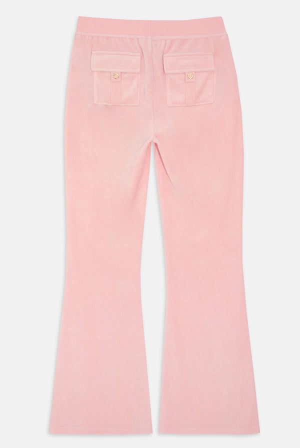 JUICY PINK 'ONCE UPON A TIME' ULTRA LOW RISE BAMBOO VELOUR HERITAGE POCKETED BOTTOMS